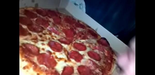  massive cumshot on young wifes pizza has friend eat some too!